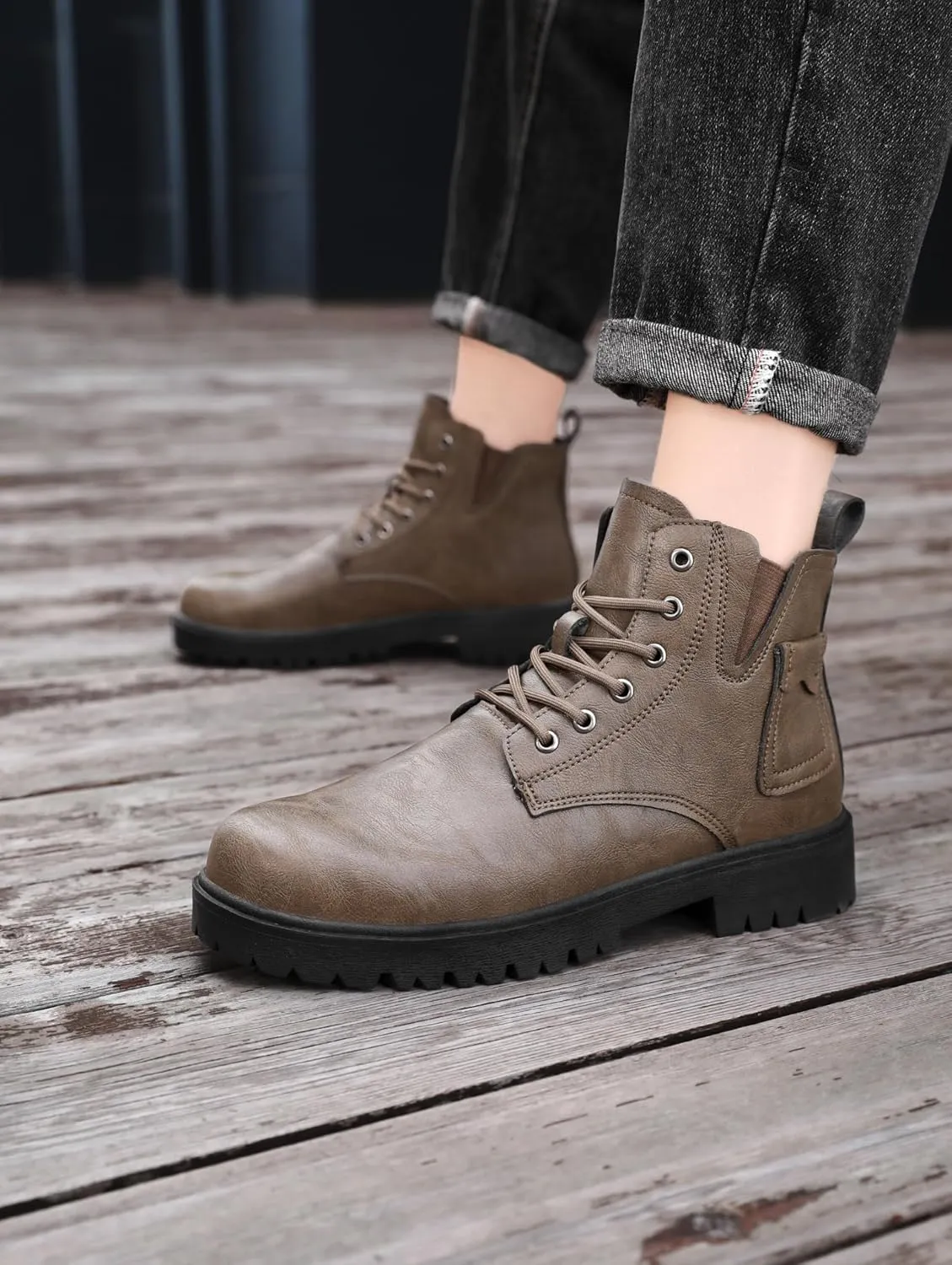 Mens Boots Fashion Casual Motorcycle Boot Hiking Chukka Boots for Men