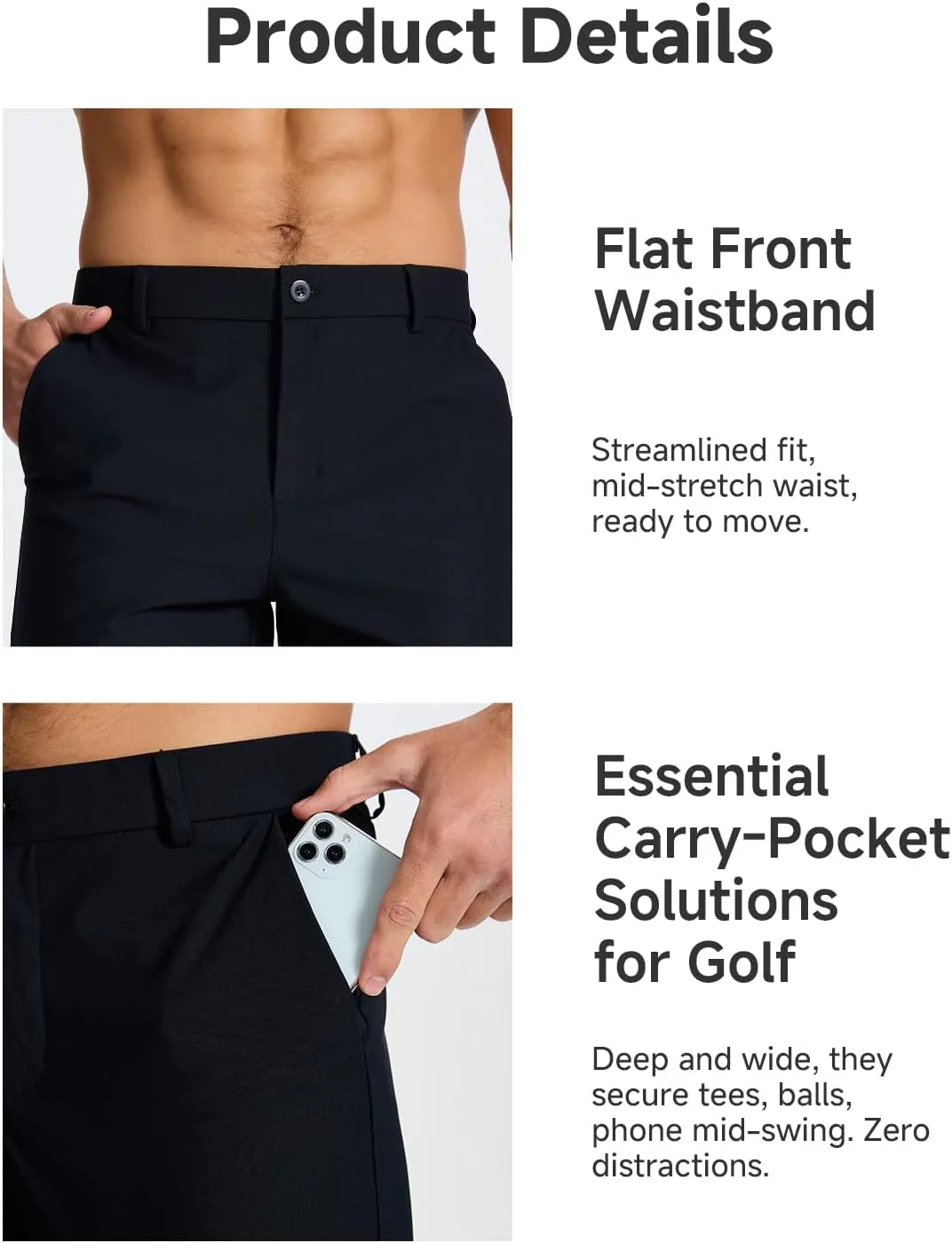 Men's Classic Fit 7/9/11 Inch Golf Shorts Lightweight Long Stretch Hiking Short with 4 Pockets for Casual Work