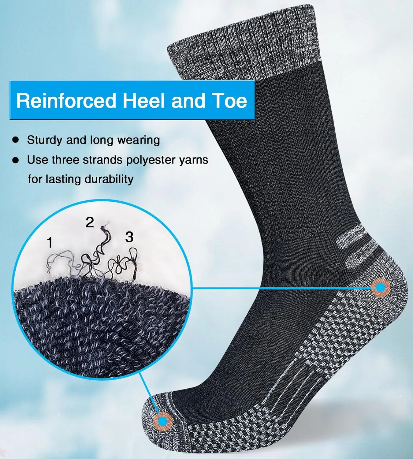 Men's Crew Work Boot Socks Thick Cushioned Moisture Wicking Hiking Sock 4 Pairs