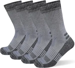 Men's Crew Work Boot Socks Thick Cushioned Moisture Wicking Hiking Sock 4 Pairs