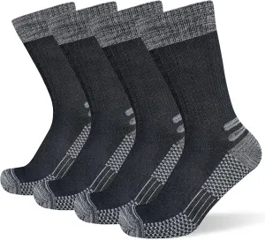 Men's Crew Work Boot Socks Thick Cushioned Moisture Wicking Hiking Sock 4 Pairs