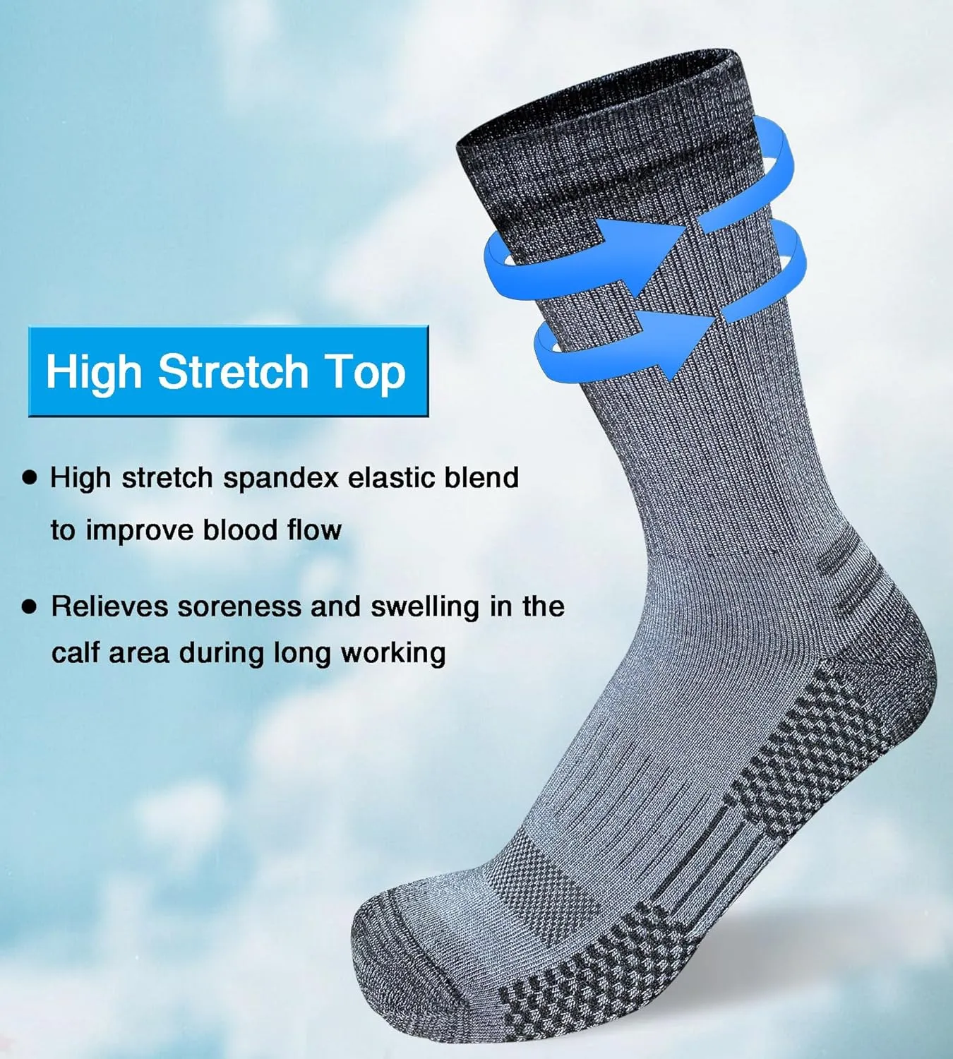 Men's Crew Work Boot Socks Thick Cushioned Moisture Wicking Hiking Sock 4 Pairs