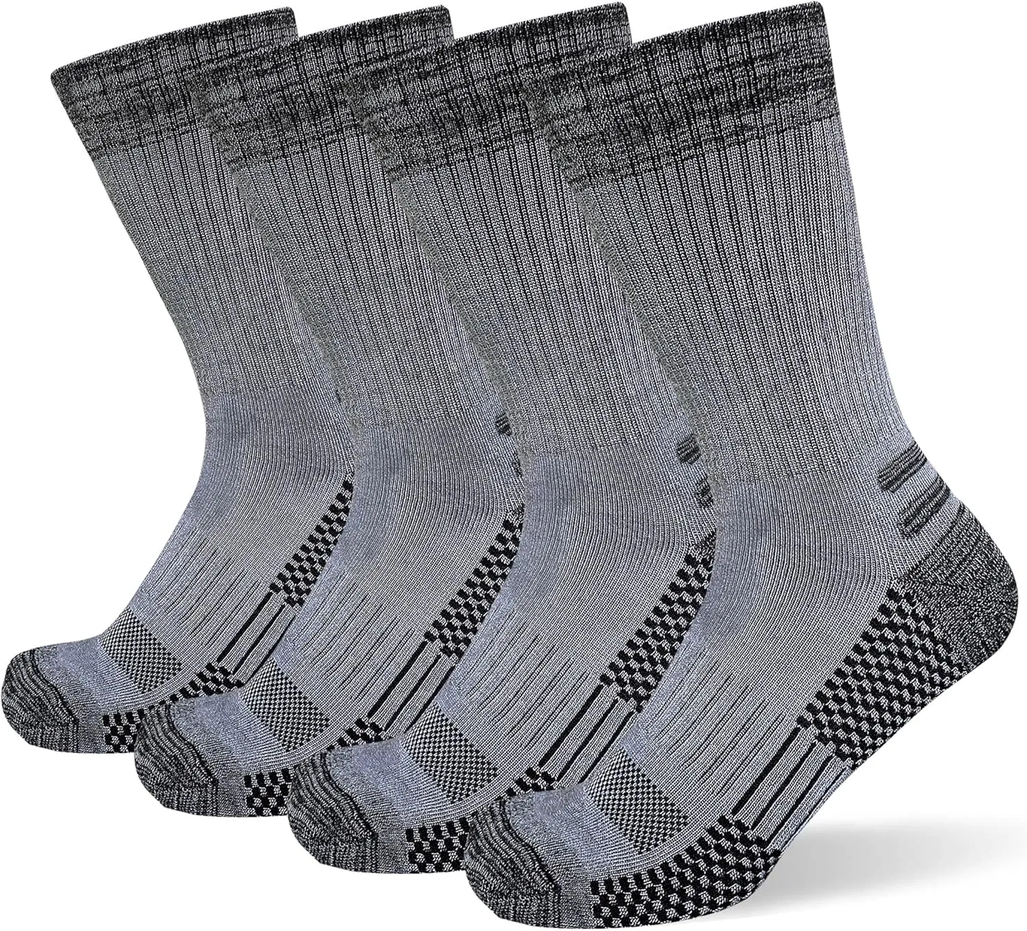 Men's Crew Work Boot Socks Thick Cushioned Moisture Wicking Hiking Sock 4 Pairs