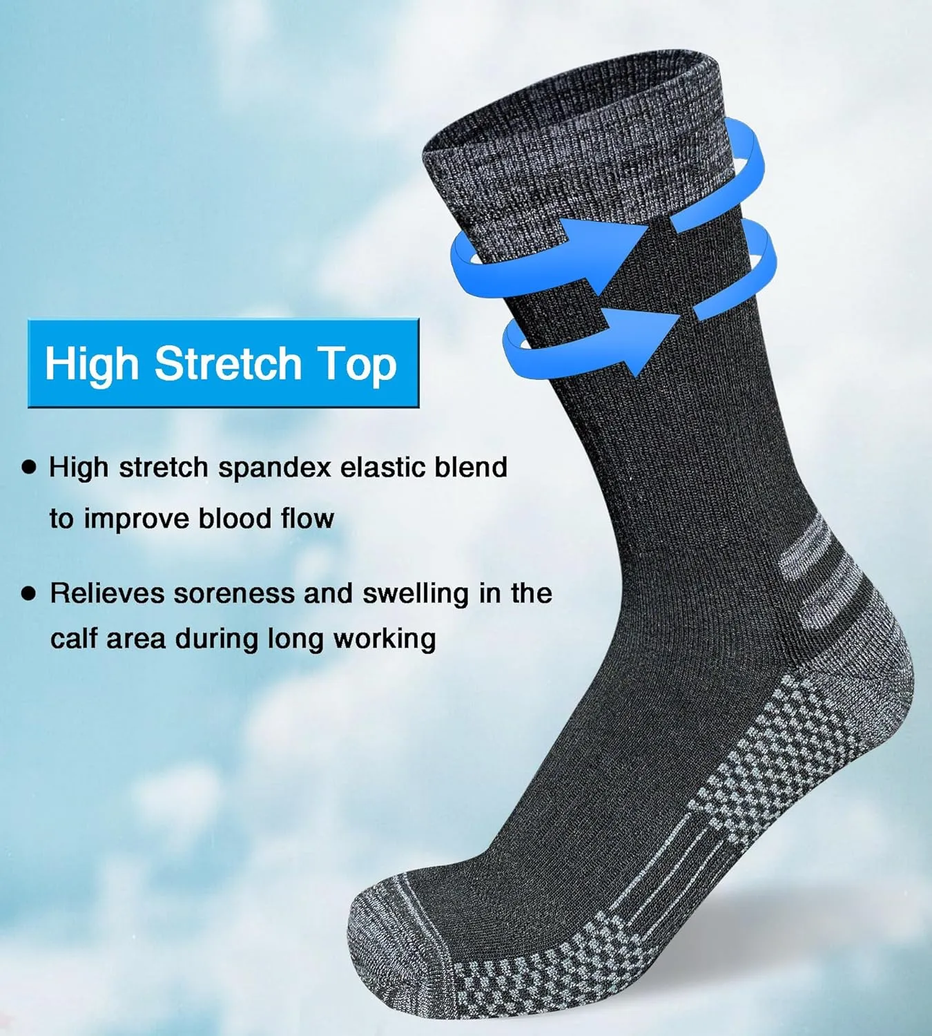 Men's Crew Work Boot Socks Thick Cushioned Moisture Wicking Hiking Sock 4 Pairs