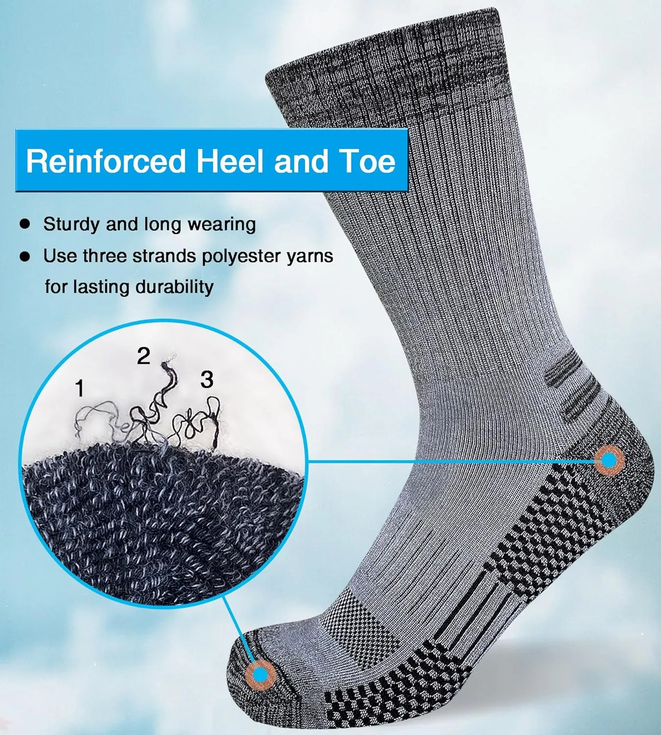 Men's Crew Work Boot Socks Thick Cushioned Moisture Wicking Hiking Sock 4 Pairs