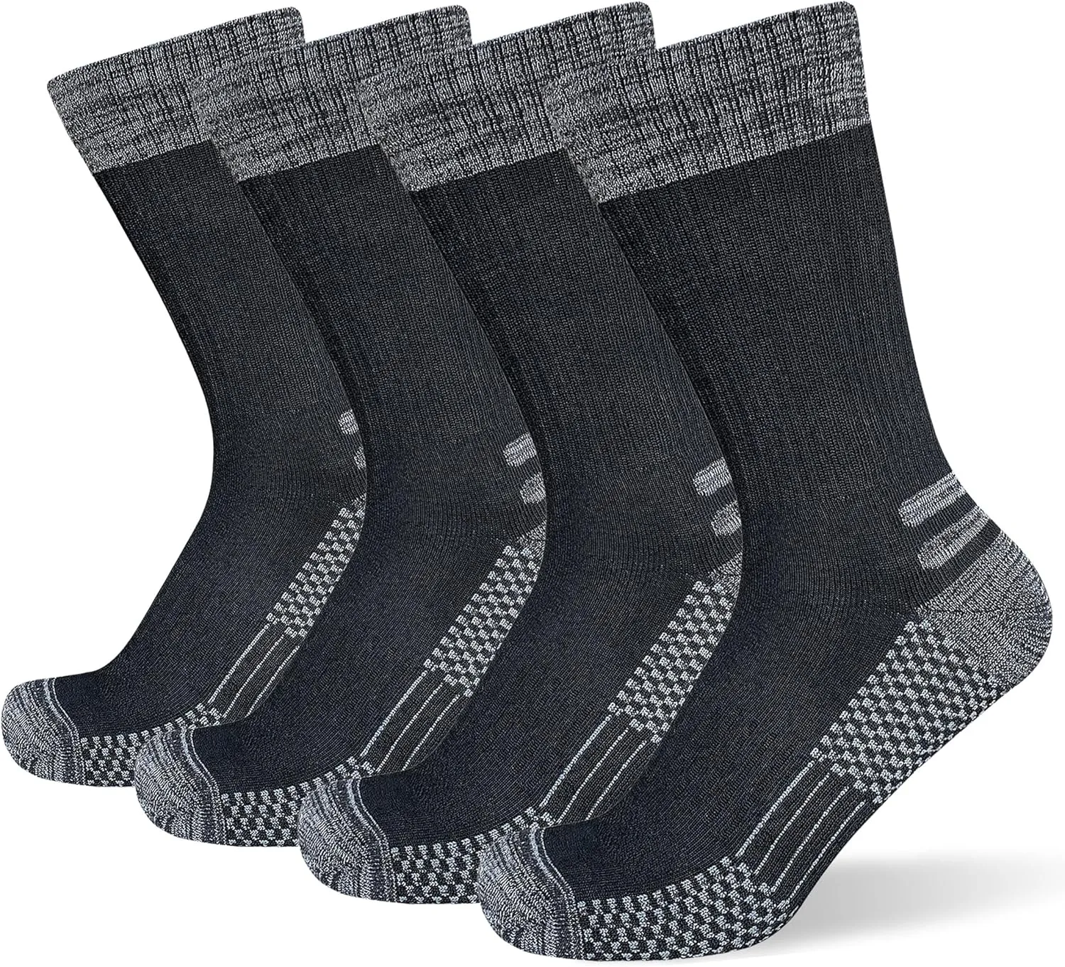 Men's Crew Work Boot Socks Thick Cushioned Moisture Wicking Hiking Sock 4 Pairs