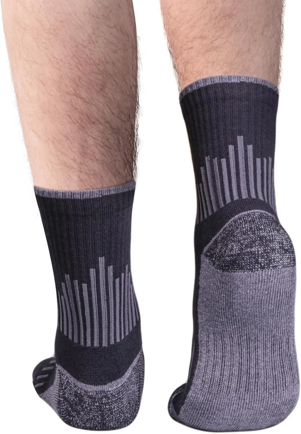 Mens Cushioned Crew Socks Moisture Wicking Work Socks Breathabel Cotton Casual Mens Socks for Men 6-13, 5 Pairs