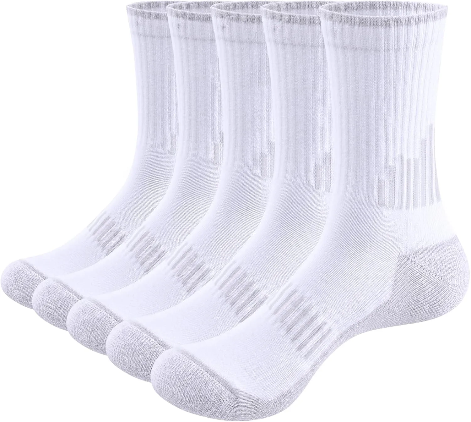 Mens Cushioned Crew Socks Moisture Wicking Work Socks Breathabel Cotton Casual Mens Socks for Men 6-13, 5 Pairs