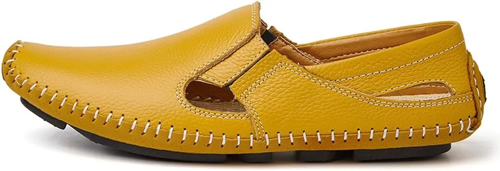 Men's Driving Shoes Leather Fashion Slipper Casual Slip on Loafers Shoes in Summer