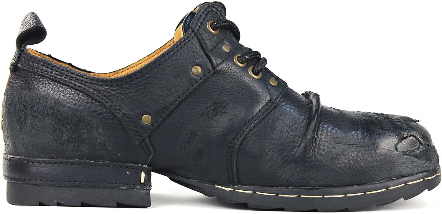 Men's Grippy Black Iron Piece Toe-tipped Design Chukka Boots Lace-up Motorcycle Casual Leather Dress Ankle Boot for Men Fashion 6015-3-A-R