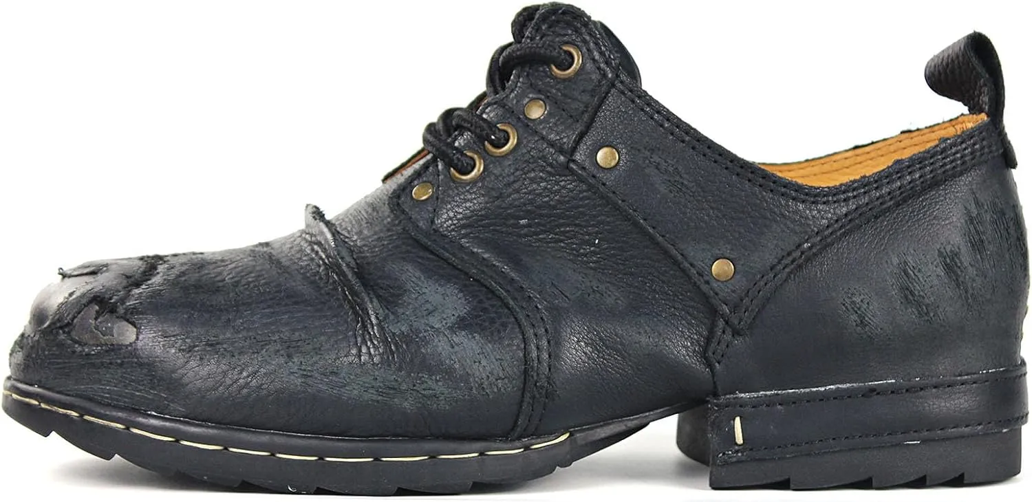 Men's Grippy Black Iron Piece Toe-tipped Design Chukka Boots Lace-up Motorcycle Casual Leather Dress Ankle Boot for Men Fashion 6015-3-A-R