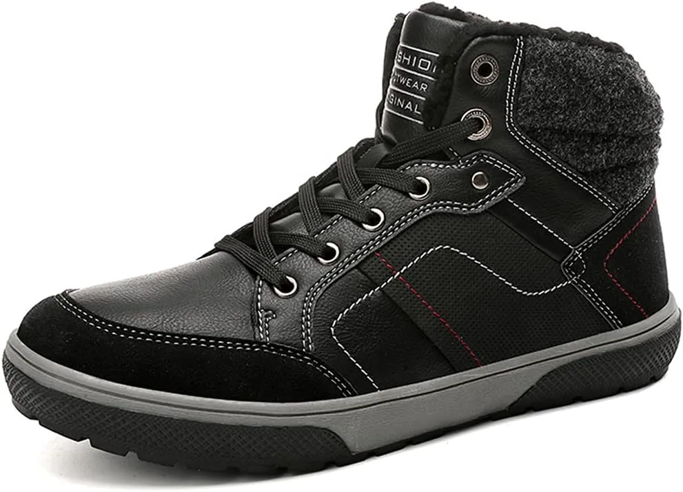 Men's Hiking Shoes,Outdoor Work Walking Cotton Shoes Short Plush Low Ankle Boot,Black-39/UK 6.5/US 7