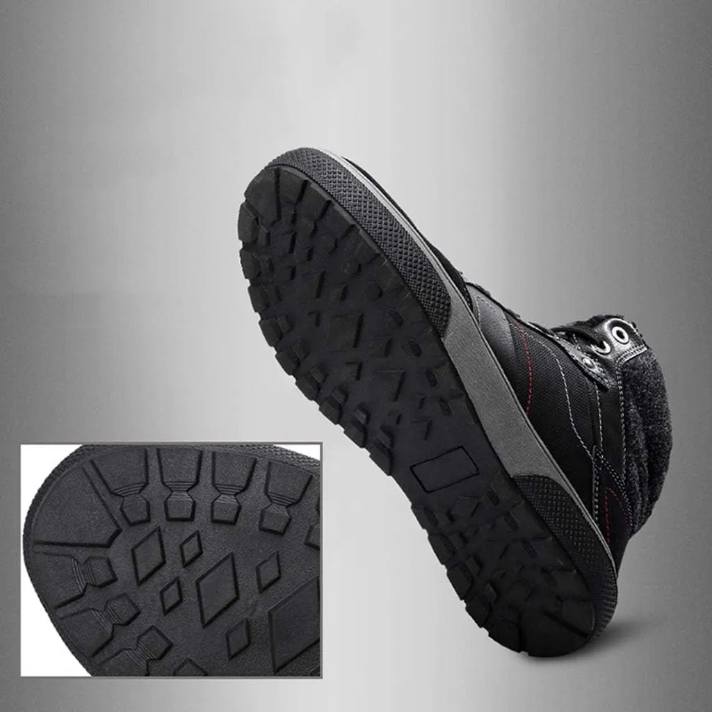 Men's Hiking Shoes,Outdoor Work Walking Cotton Shoes Short Plush Low Ankle Boot,Black-39/UK 6.5/US 7