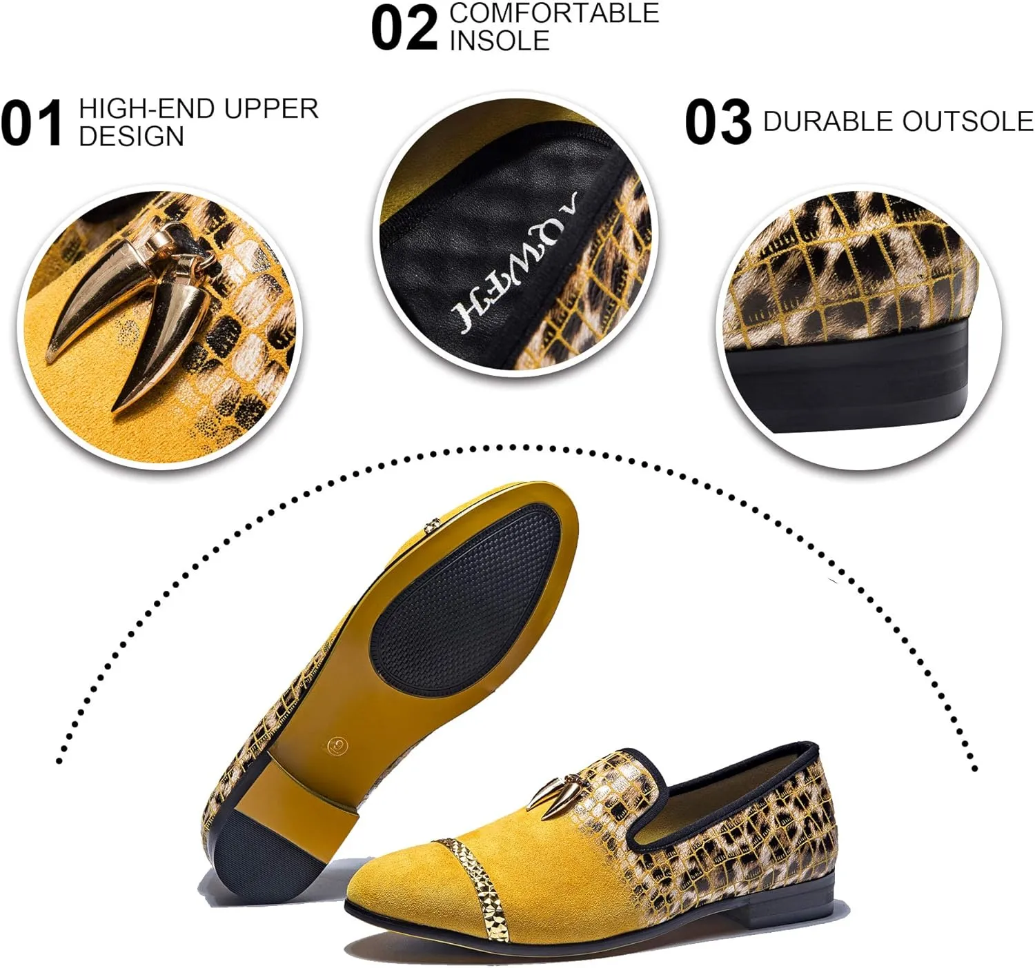 Mens Leopard Loafers Leather Embroidery Spiked Slip on Dress Shoes Slipper Luxury Fashion Penny Prom