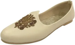 Men's Punjabi Jutti Cream Loafers Slip On Flats Shoes Ethnic Handmade Sherwani Mojari Indian Juti
