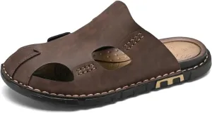 Mens Sandals Indoor and Outdoor Beach Casual Closed Toe Water Sandals Slip On Waterproof Athletic Handmade Slippers Soft