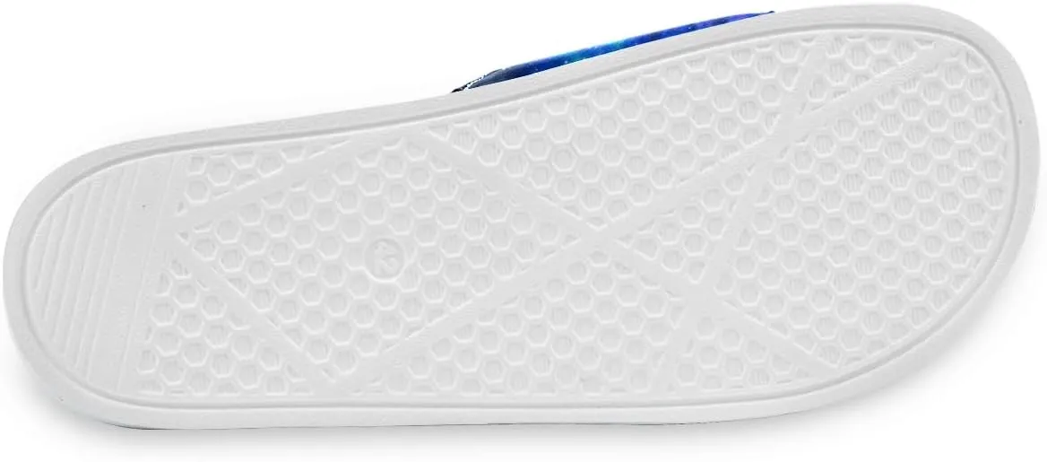 Men's Slide Sandals Adjustable Slip on Slippers, Non-slip Leather Galaxy Sandal for Shower, Beach, Pool, Gym, Camping, Indoor and Outdoors