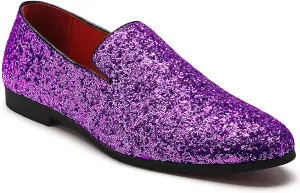 Mens Smoking Sparkling Slipper Metallic Sequins Textured Glitter Tuxedo Slip-on Prom Loafers Luxury Wedding Dress Shoes
