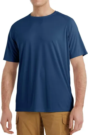 Men's UPF 50  Rash Guard Swim Shirt Short Sleeve Moisture Wicking Quick Dry Lightweight Wrinkle-Resistant