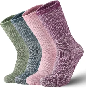 Merino Wool Hiking Socks for Women Thermal Winter Warm Boot Work Cushion Socks 4 Pairs