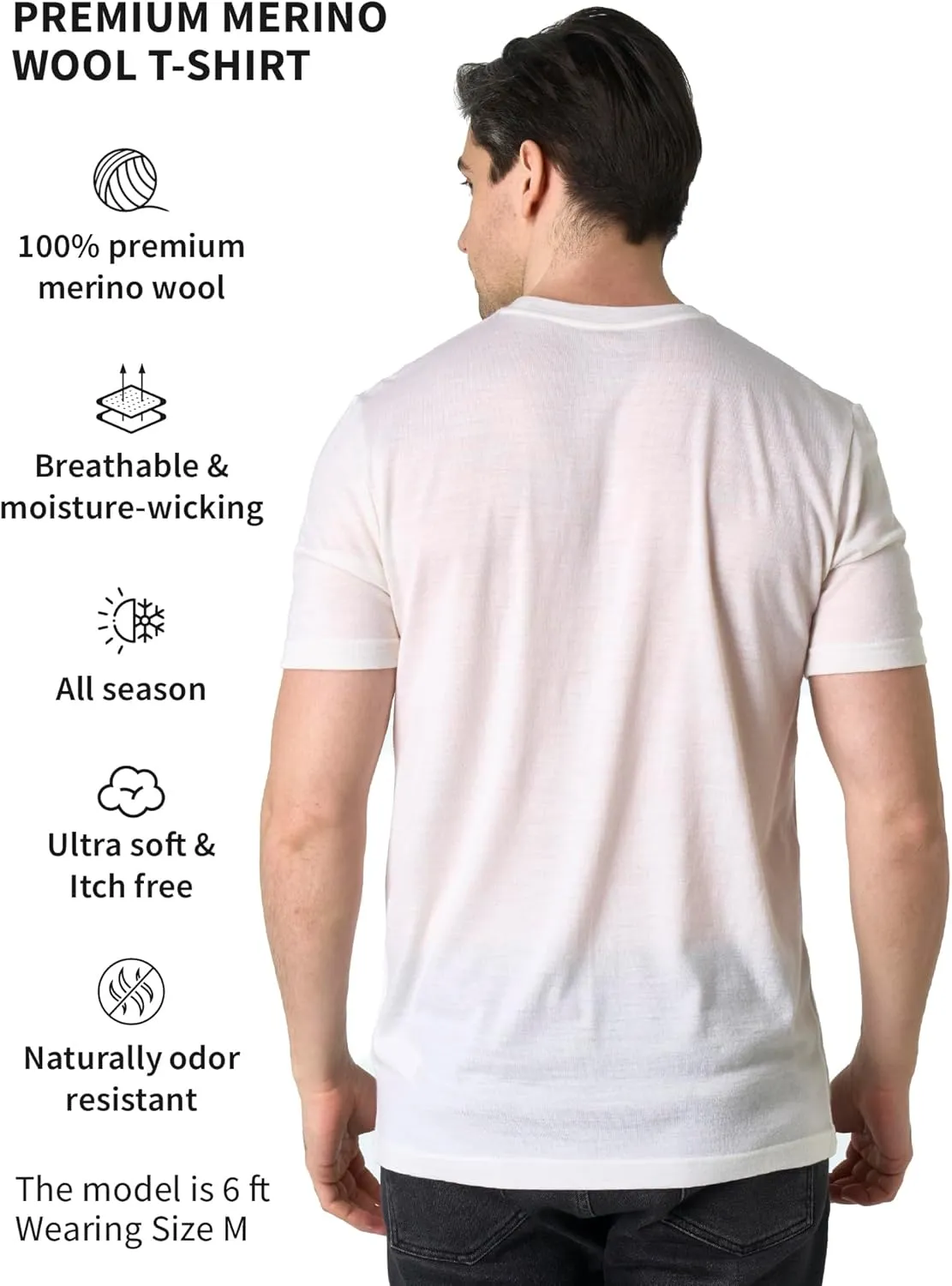 Merino.tech Merino Wool T-Shirt Mens - 100% Organic Merino Wool Undershirt Lightweight Base Layer   Hiking Wool Socks
