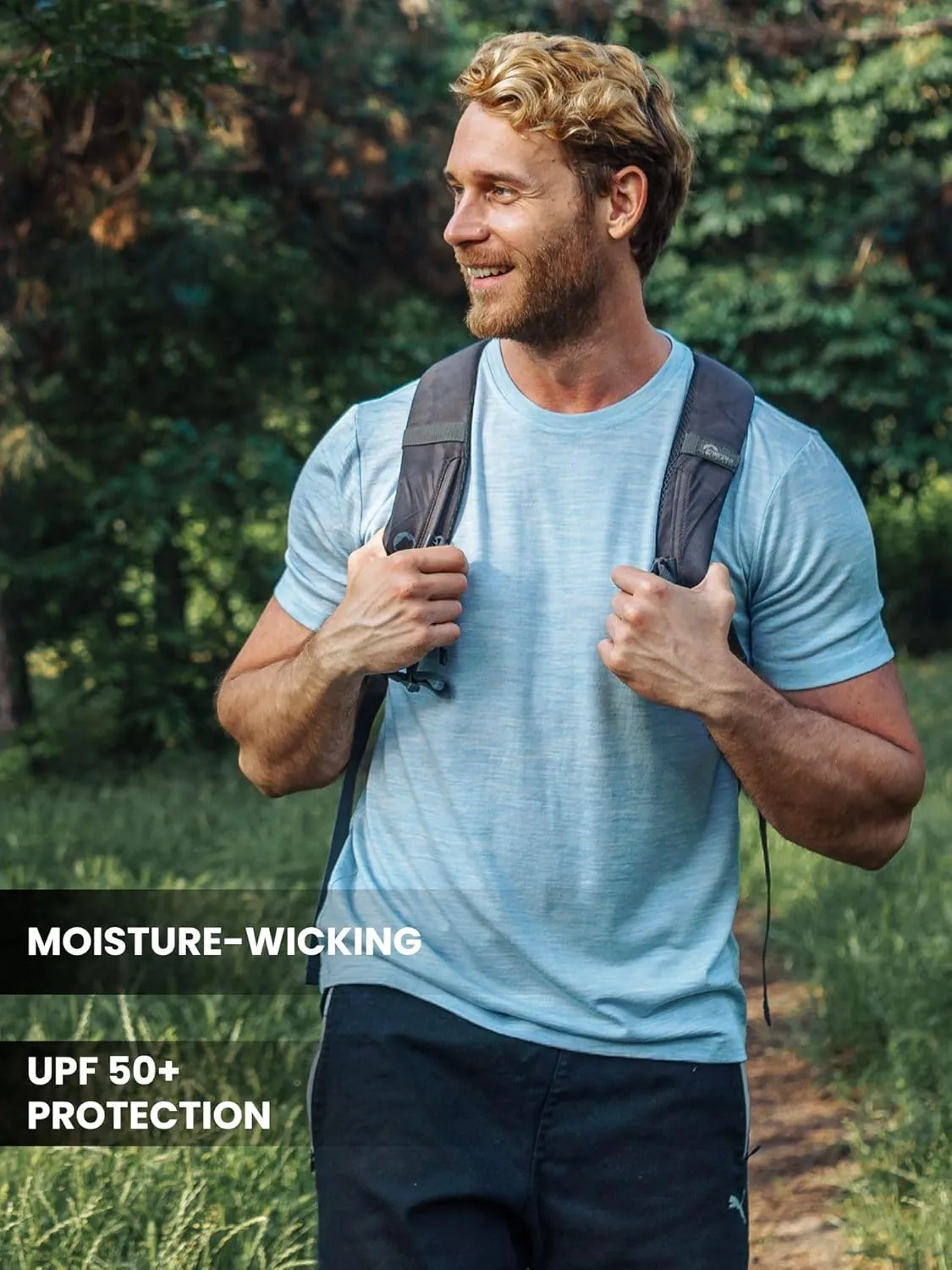 Merino.tech Merino Wool T-Shirt Mens - 100% Organic Merino Wool Undershirt Lightweight Base Layer   Hiking Wool Socks