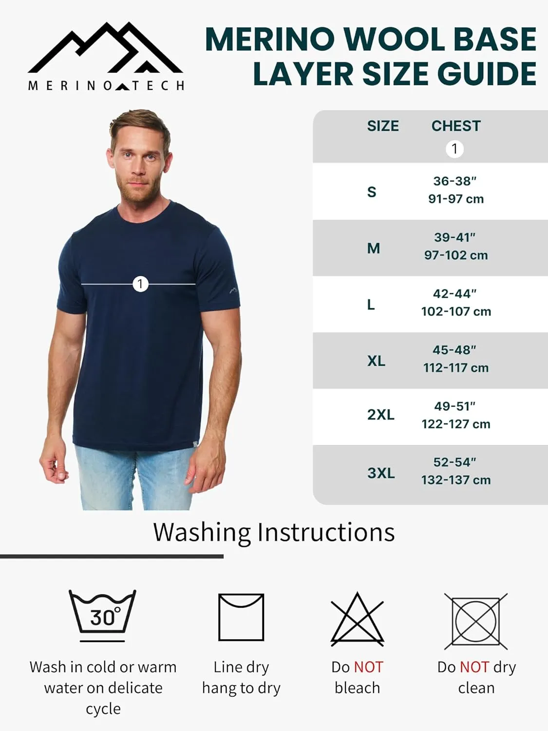 Merino.tech Merino Wool T-Shirt Mens - 100% Organic Merino Wool Undershirt Lightweight Base Layer   Hiking Wool Socks