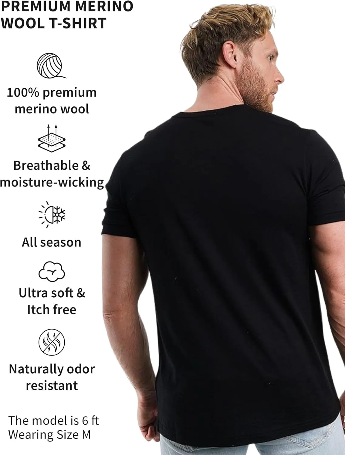 Merino.tech Merino Wool T-Shirt Mens - 100% Organic Merino Wool Undershirt Lightweight Base Layer