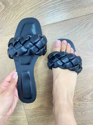Mevla Plaited Front Slip On Sandal
