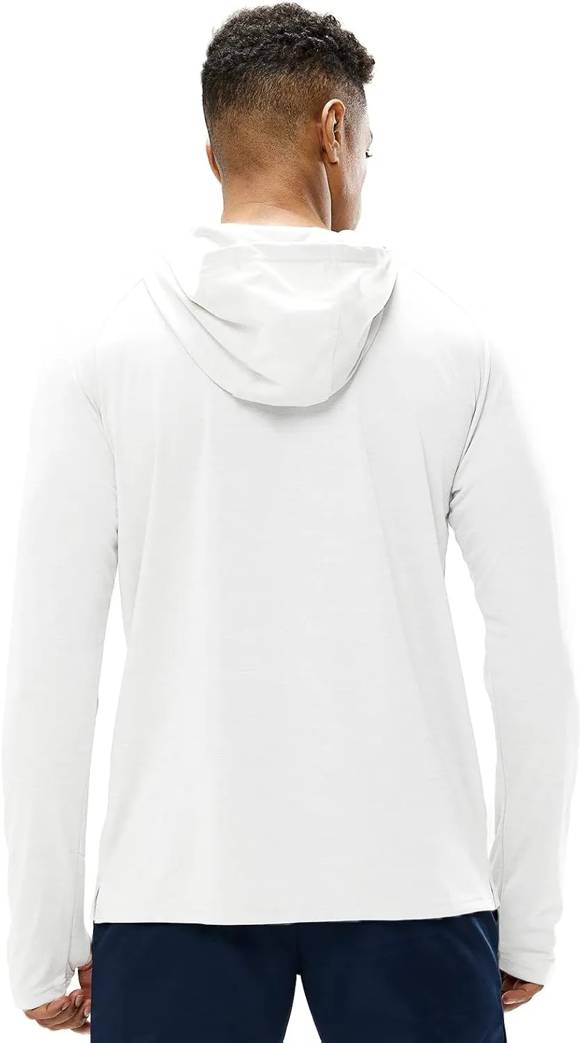 MIER Men's UPF 50  Sun Protection Hoodie Long Sleeve SPF Fishing Hiking Running Thumbhole Shirts Hooded Quick Dry Lightweight