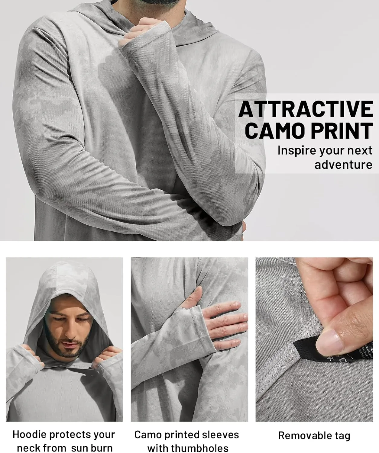MIER Men's UPF 50  Sun Protection Hoodie Long Sleeve SPF Fishing Hiking Running Thumbhole Shirts Hooded Quick Dry Lightweight