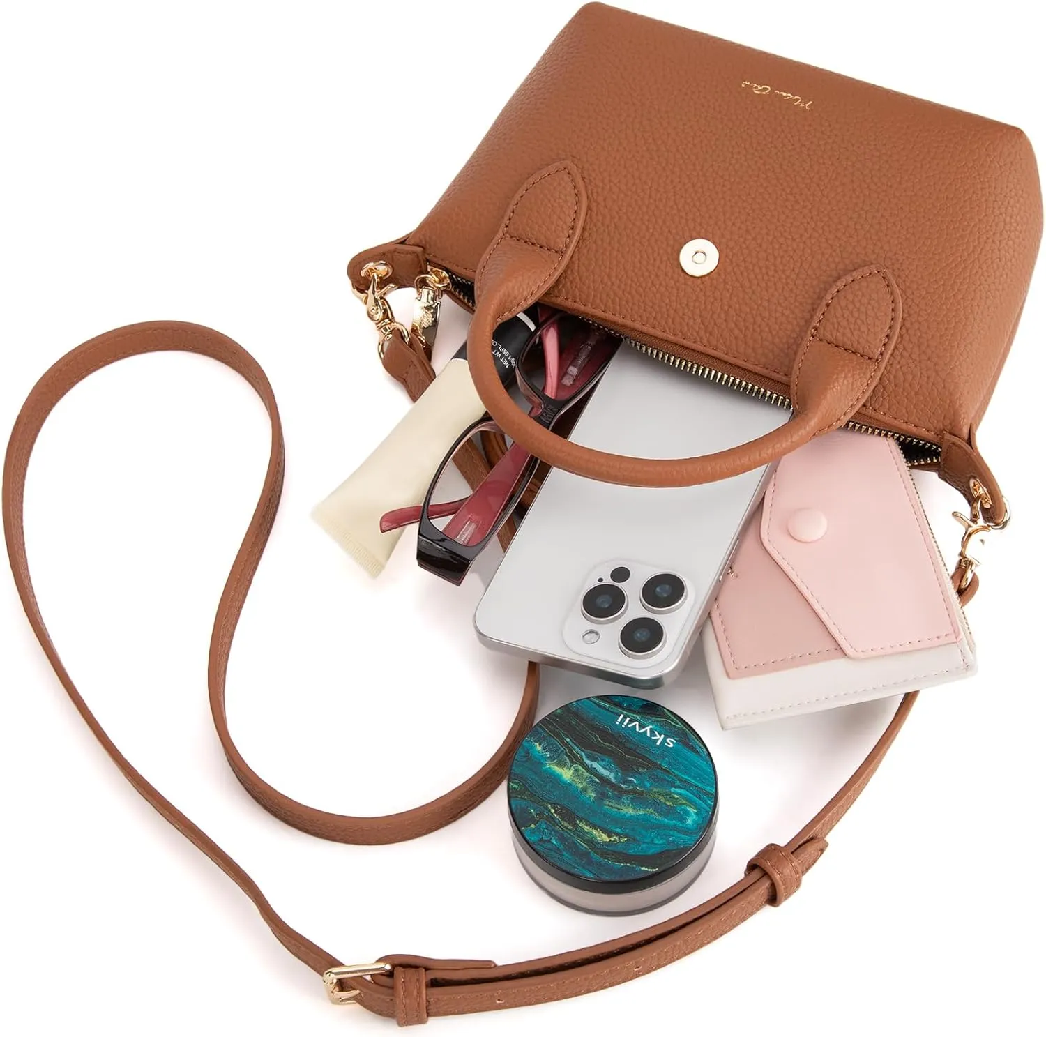 Milan Chiva Mini Crossbody Bag for Women Chic Elegant Satchel Small Top Handle Purse Lightweight