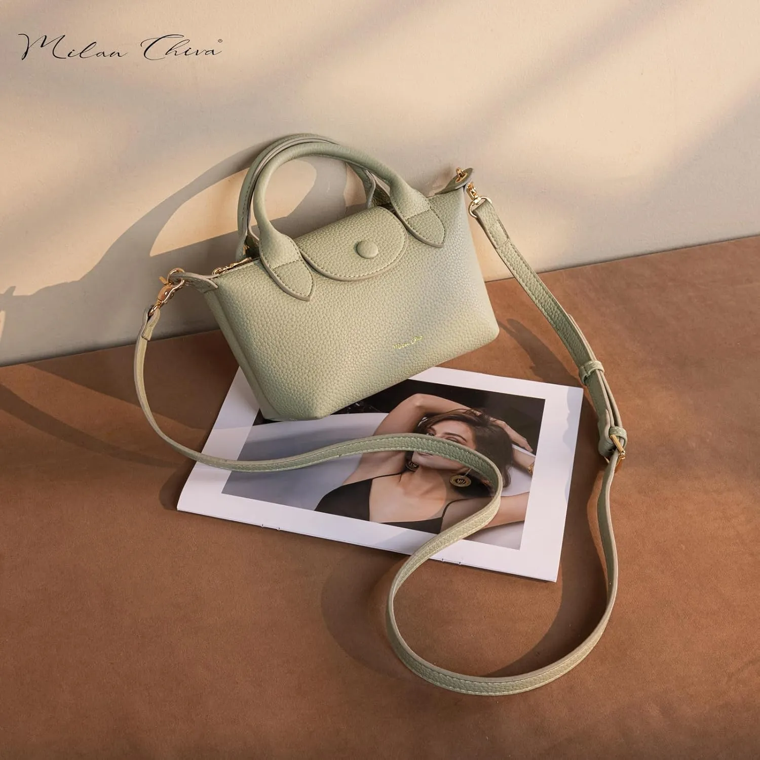 Milan Chiva Mini Crossbody Bag for Women Chic Elegant Satchel Small Top Handle Purse Lightweight