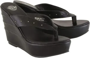 Milwaukee Leather MBL9460 Women's Black Wedge Fashion Casual Sandals with Studded Straps