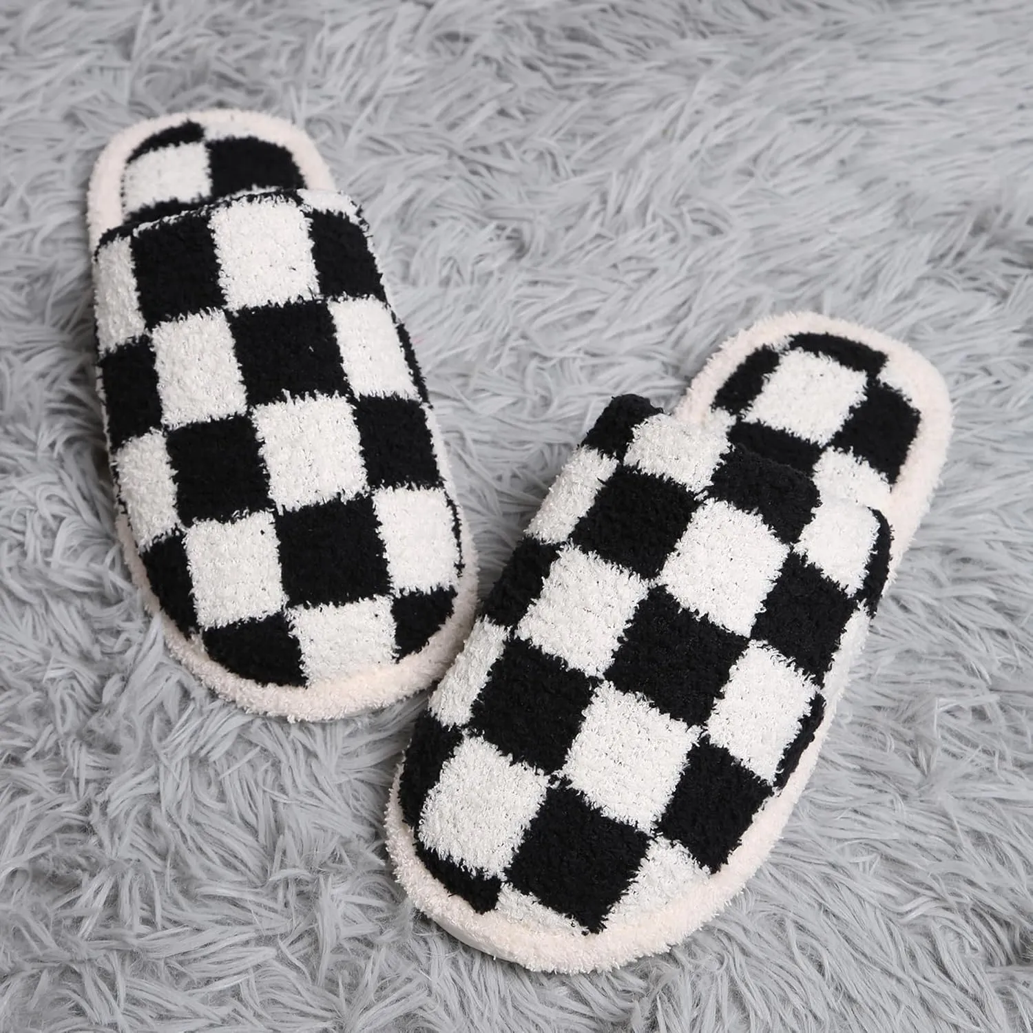 MIRMARU Women’s Animal Print Comfort Fluffy Fuzzy Slip-on House Slippers Open Toe Cross Band Indoor Outdoor Non-Slip Slippers for Women