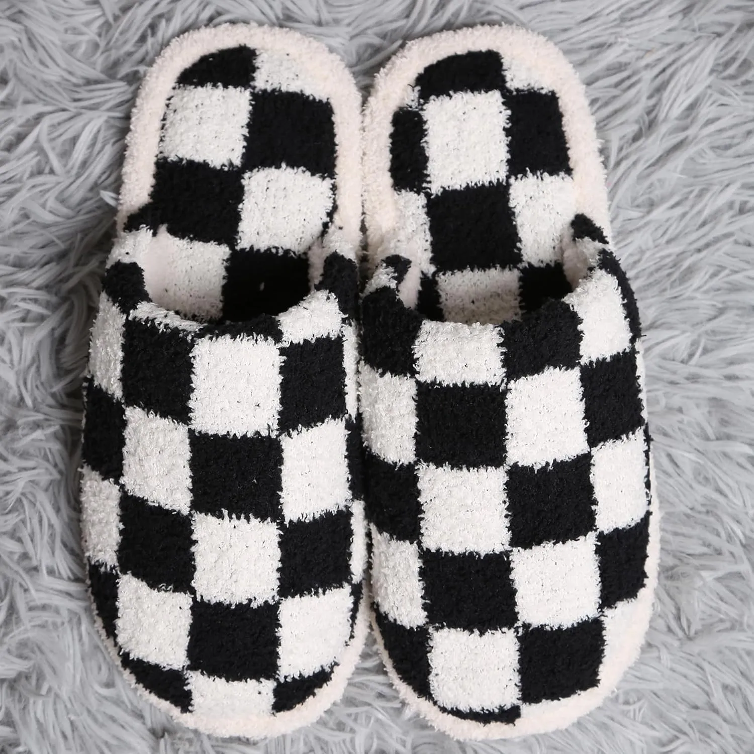 MIRMARU Women’s Animal Print Comfort Fluffy Fuzzy Slip-on House Slippers Open Toe Cross Band Indoor Outdoor Non-Slip Slippers for Women