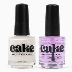 Nail Strengthener & Nail Polish Duo, Power Boost Nail Repair for Damaged Nails, Nail Hardener & Growth, Non Toxic, Professional Applicator Brush, Keratin Enriched (Blanc Canvas) - Cake Nails (1 fl oz)