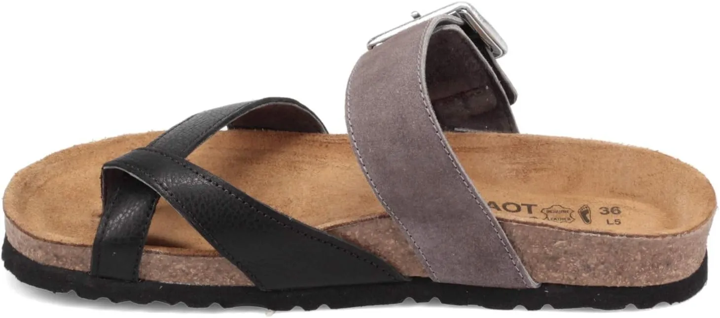 NAOT Footwear Fresno Women’s Toe Loop Slide Sandal with Cork Footbed and Arch Support - Buckle - Comfort and Support – Lightweight and Perfect for Travel – Medium to Wide Fit