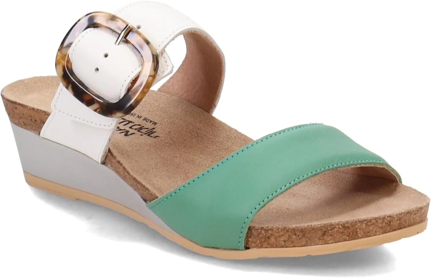NAOT Footwear Kingdom Women’s Wedge Sandal with Buckle, Cork Footbed, and Arch Support - Adjustable Three-Strap Sandal With Backstrap - Comfort and Support – Lightweight and Perfect for Travel
