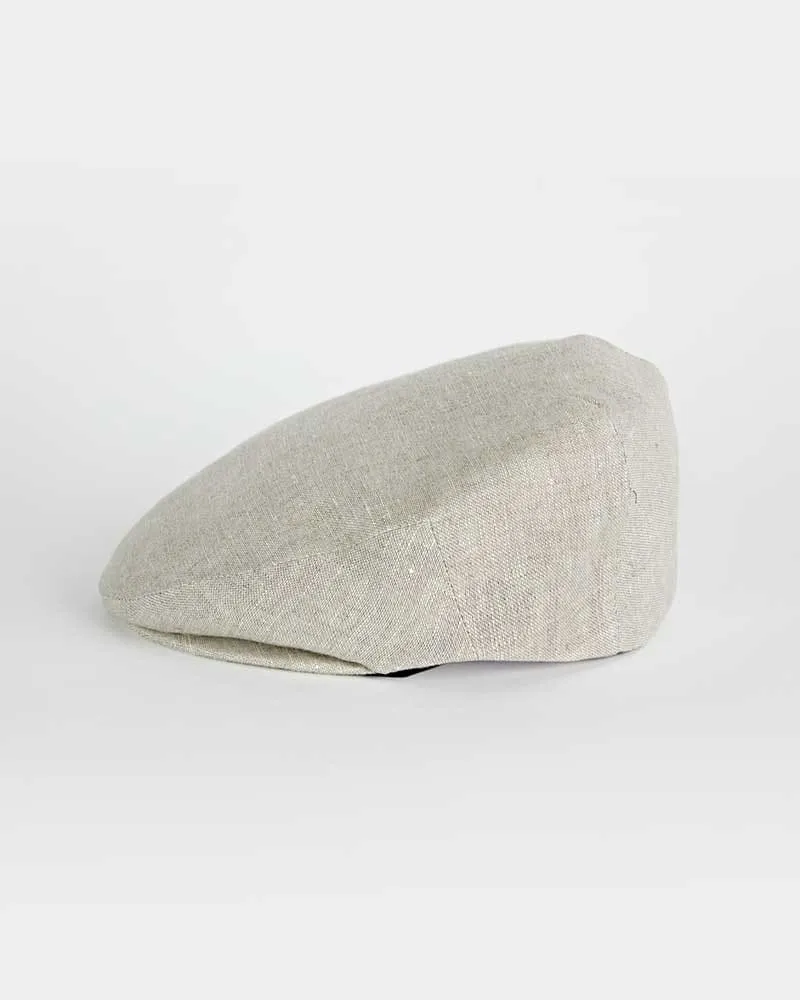 Natural Linen Flat Cap