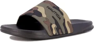 Nautica Men's Open Toe Slide Sandals - Comfortable Indoor & Outdoor Shower Slippers