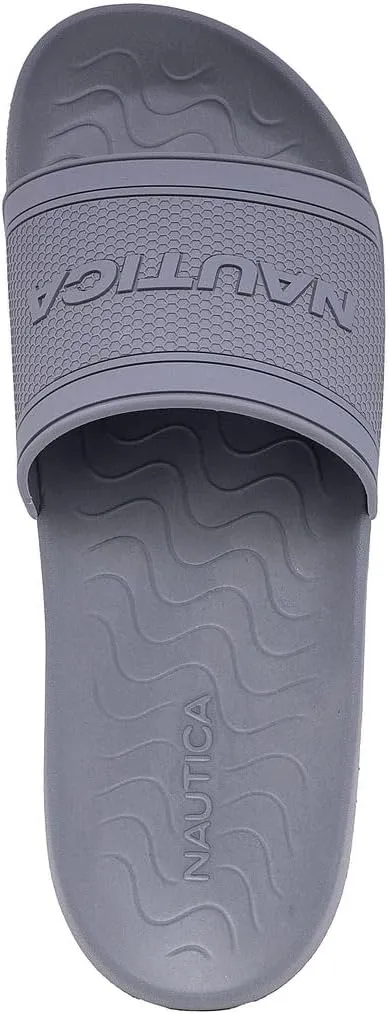 Nautica Men's Open Toe Slide Sandals - Comfortable Indoor & Outdoor Shower Slippers