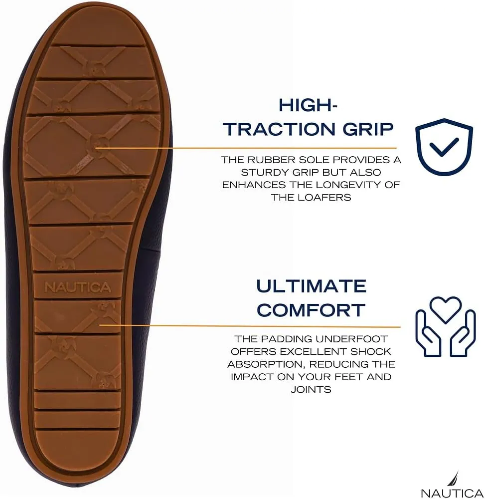 Nautica Woman Flat Loafers Designer Vegan Leather Penny Shoes Slip On - Soft, Durable and Flexible Luxury Resistant Feel Lightweight & Comfortable Memory Foam Everyday Moccasins.