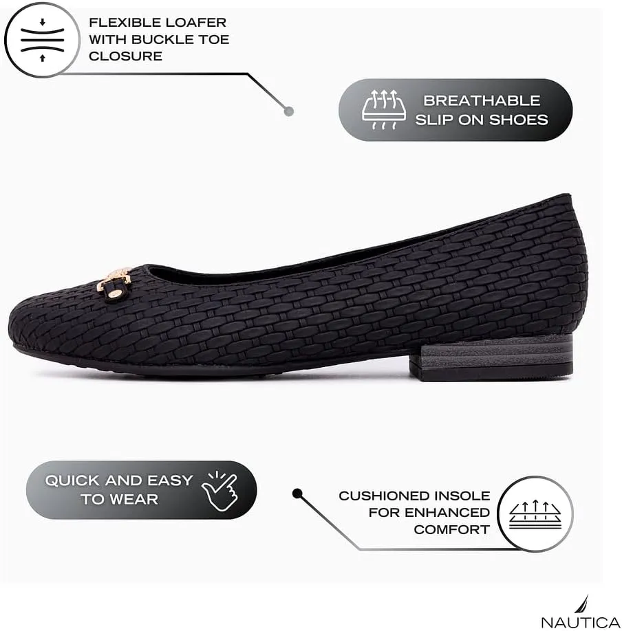 Nautica Woman Flat Loafers Luxury Designer Penny Shoes Slip On Ballet Comfortable Everyday Moccasins for Work Office Outdoor