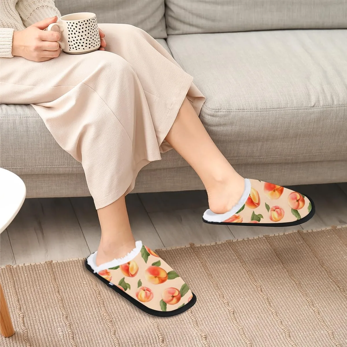 Nectarines Women's Indoor Bedroom Slippers Soft Fuzzy Slip On House Slippers for Winter Bedroom Outdoor