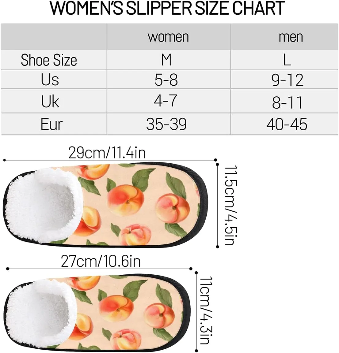 Nectarines Women's Indoor Bedroom Slippers Soft Fuzzy Slip On House Slippers for Winter Bedroom Outdoor