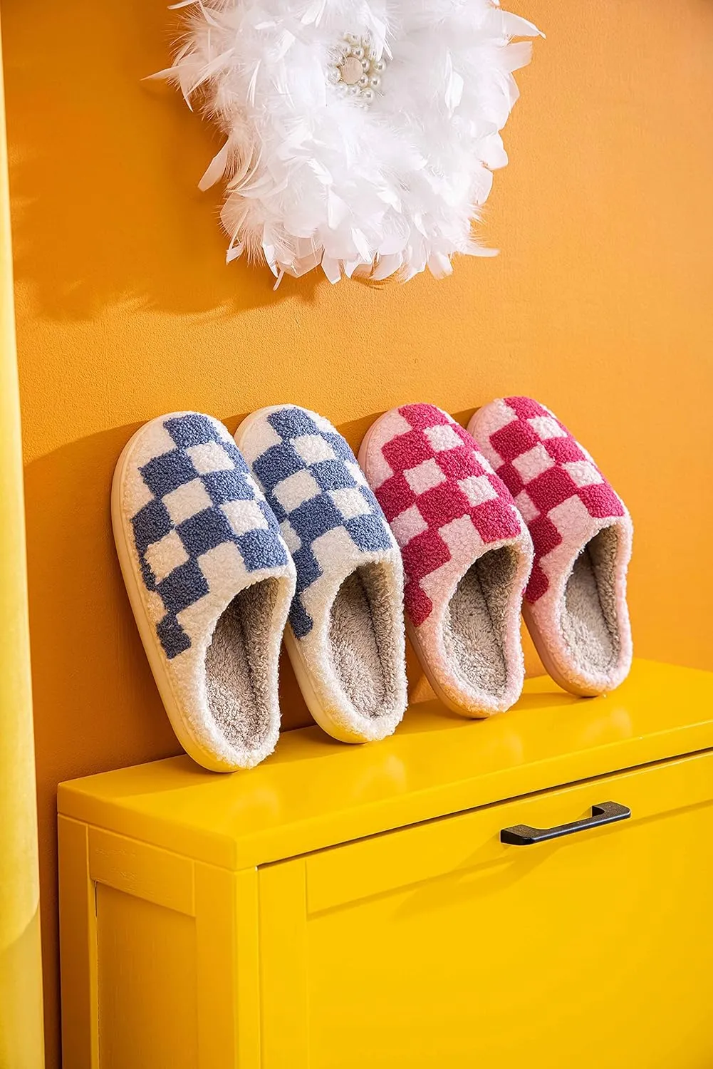NEVEROLD Fun Cute Trendy Colorful Cartoon Illustrated Cozy Fluffy Plush Fur Slip On Cushion House Slippers for Women, Men, Girls, and Boys