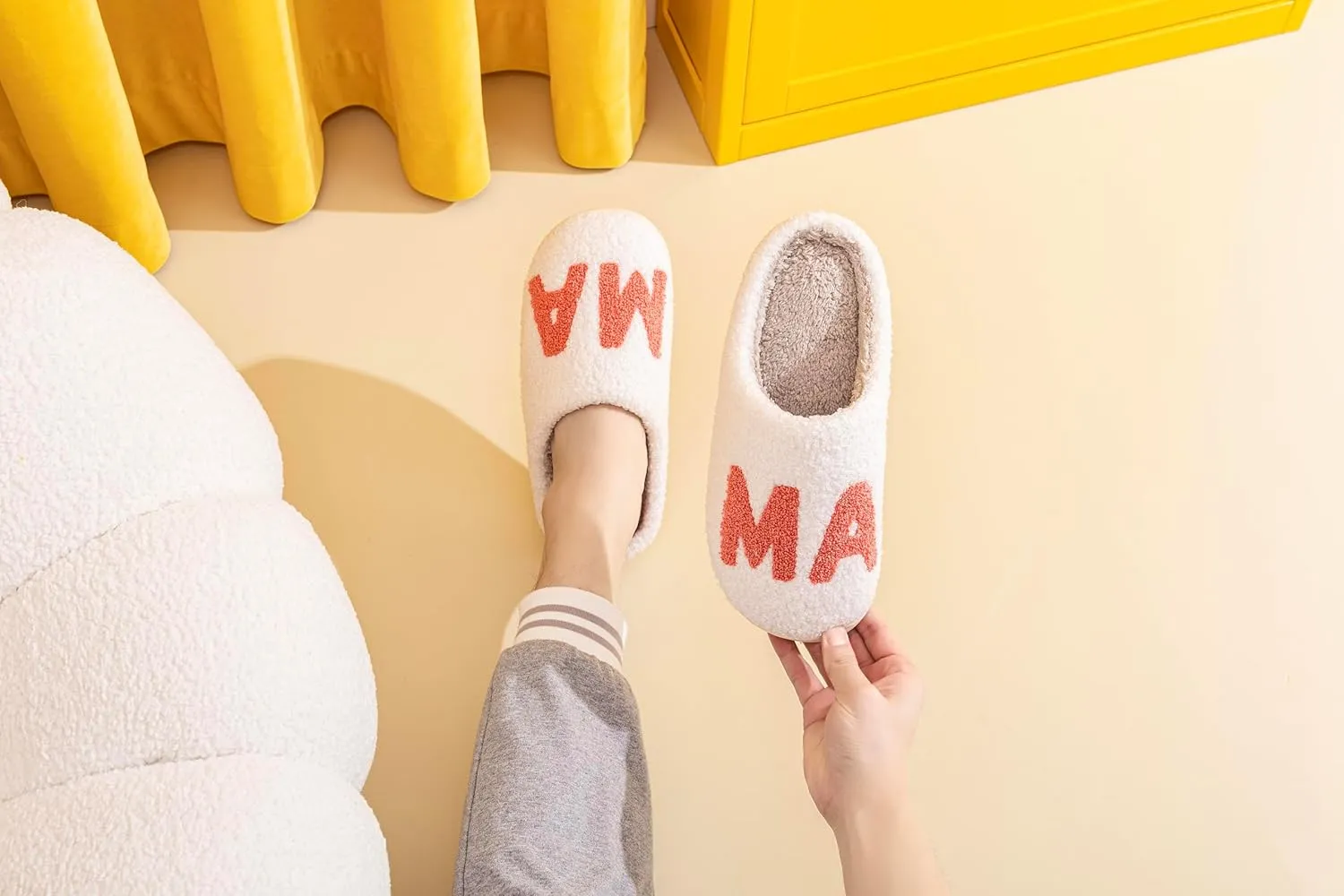 NEVEROLD Fun Cute Trendy Colorful Cartoon Illustrated Cozy Fluffy Plush Fur Slip On Cushion House Slippers for Women, Men, Girls, and Boys