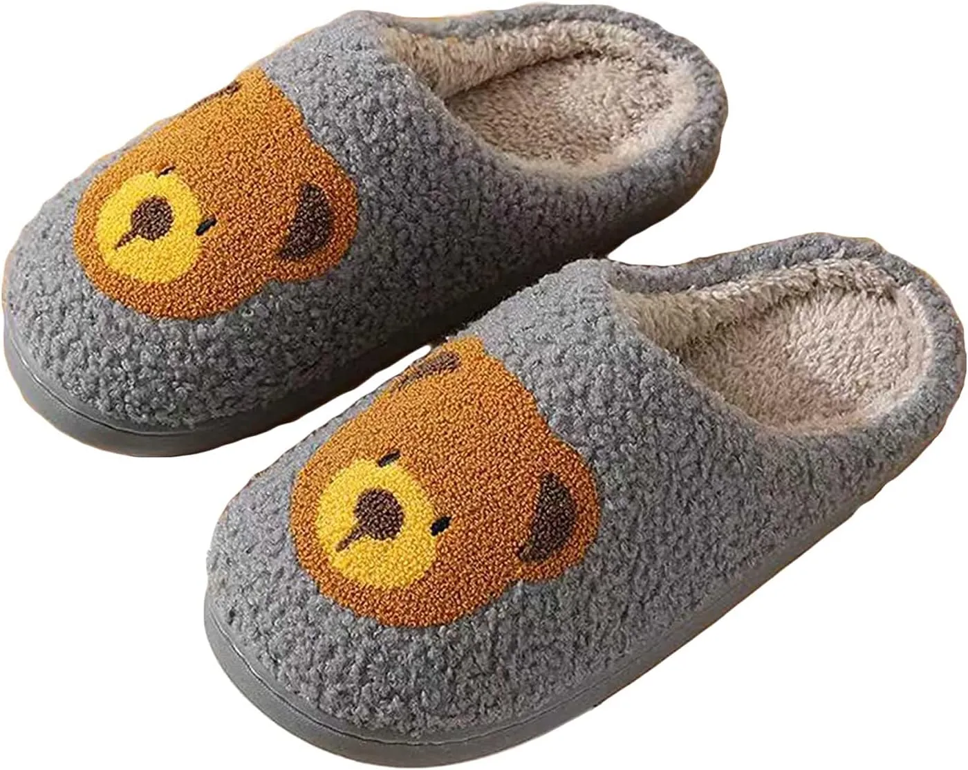 NEVEROLD Fun Cute Trendy Colorful Cartoon Illustrated Cozy Fluffy Plush Fur Slip On Cushion House Slippers for Women, Men, Girls, and Boys