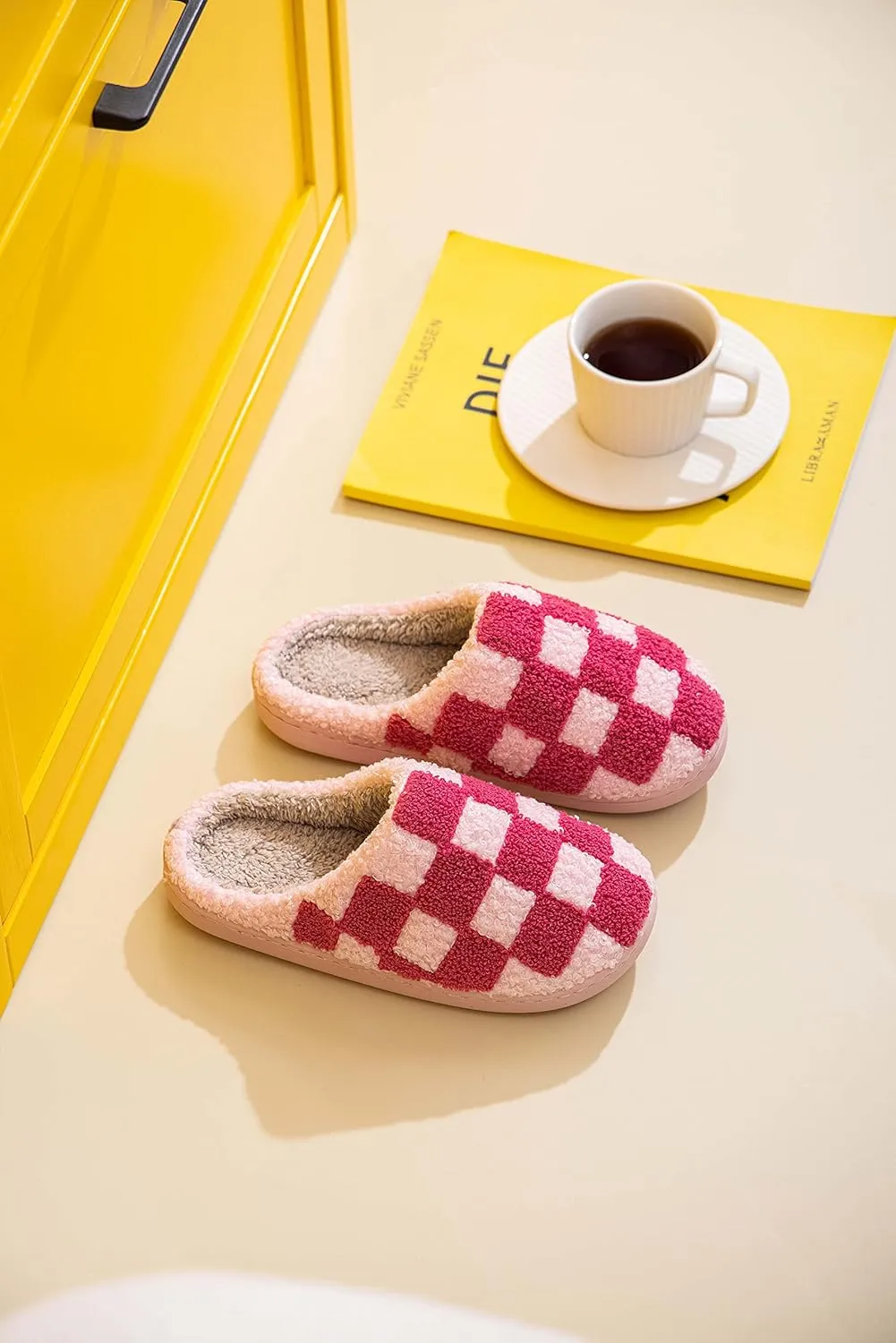 NEVEROLD Fun Cute Trendy Colorful Cartoon Illustrated Cozy Fluffy Plush Fur Slip On Cushion House Slippers for Women, Men, Girls, and Boys